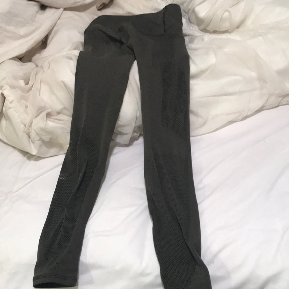 Lululemon army green with mesh on side of legs